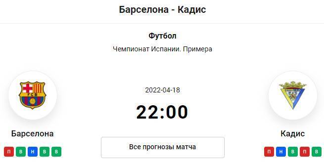 Прогноз на матч Барселона - Кадис. Барселона - Кадис: прогнозы 18 апреля 2022
