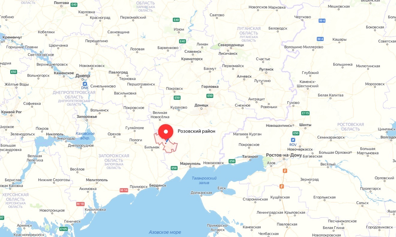 Запорожская область карта с населенными пунктами