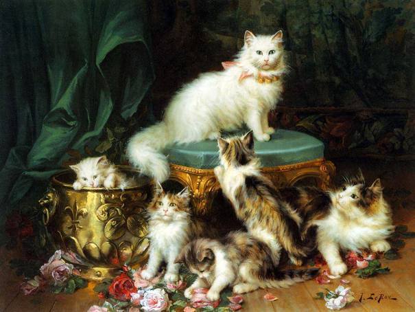 Котята и цветы. Жюль Густав Ле Руа (1856-1921). У Вас есть кот или кошка?