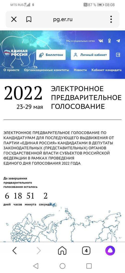 Уважаемые избиратели электронного предварительного голосования Партии "Единая Россия"