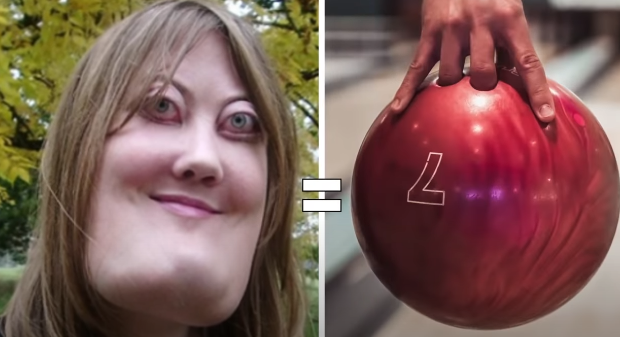 Женщина с необычной головой.