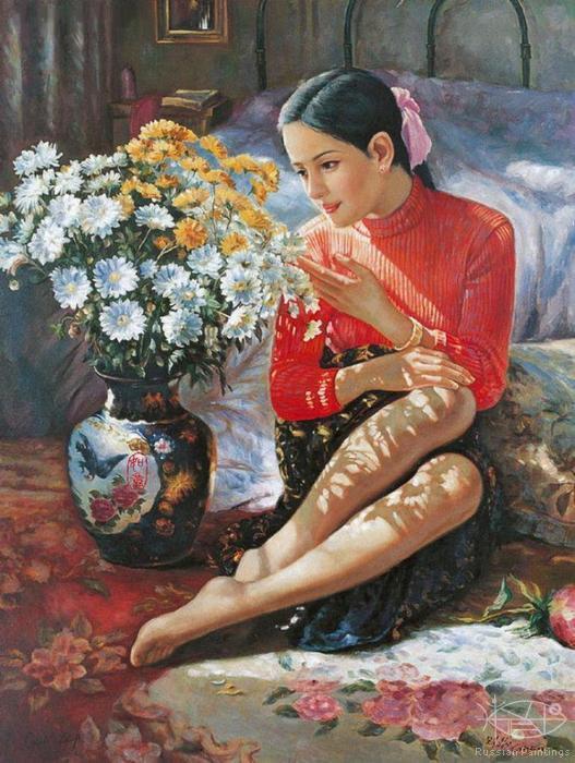 Утончённость и изящество восточных красавиц китайского художника Гуаня Дзедзю.