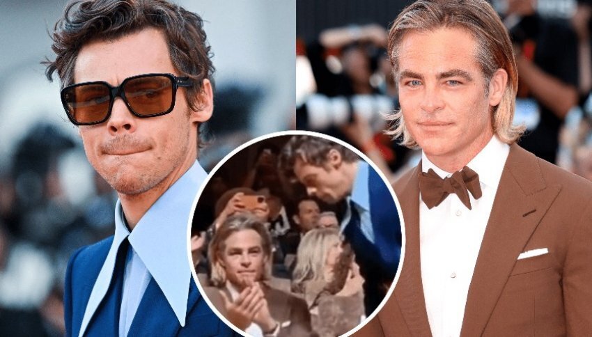 Скандал в Венеции: Крис Пайн отреагировал на домыслы, что на его колени плюнул Гарри Стайлс