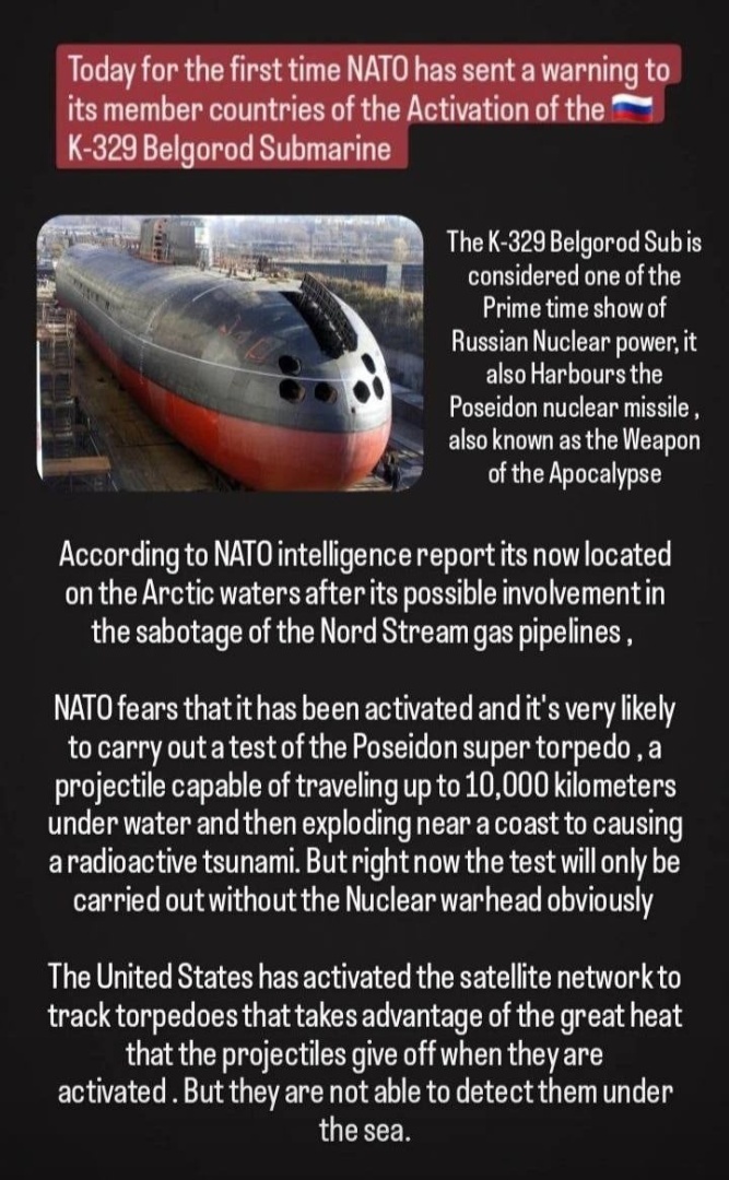 Америке приготовиться (поиски АПЛ «Белгород» продолжаются).