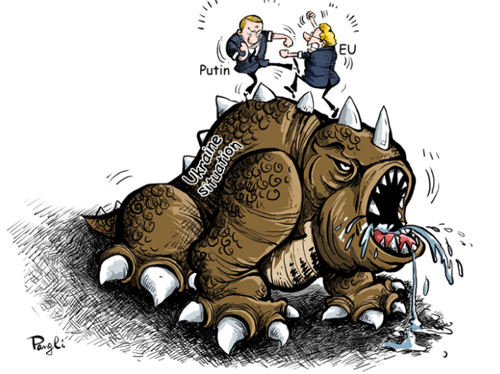 Едкие карикатуры китайцев о ситуации на Украине, о США, Европе и России