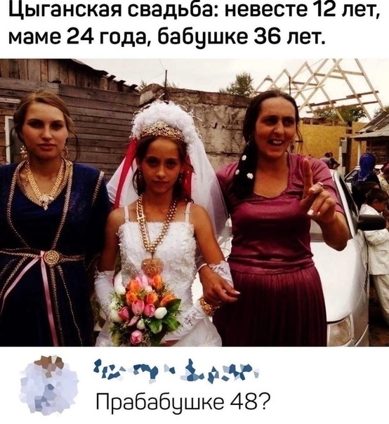 Ранний брак. Невесте 12 лет, маме 24 года, бабушке 36 лет.