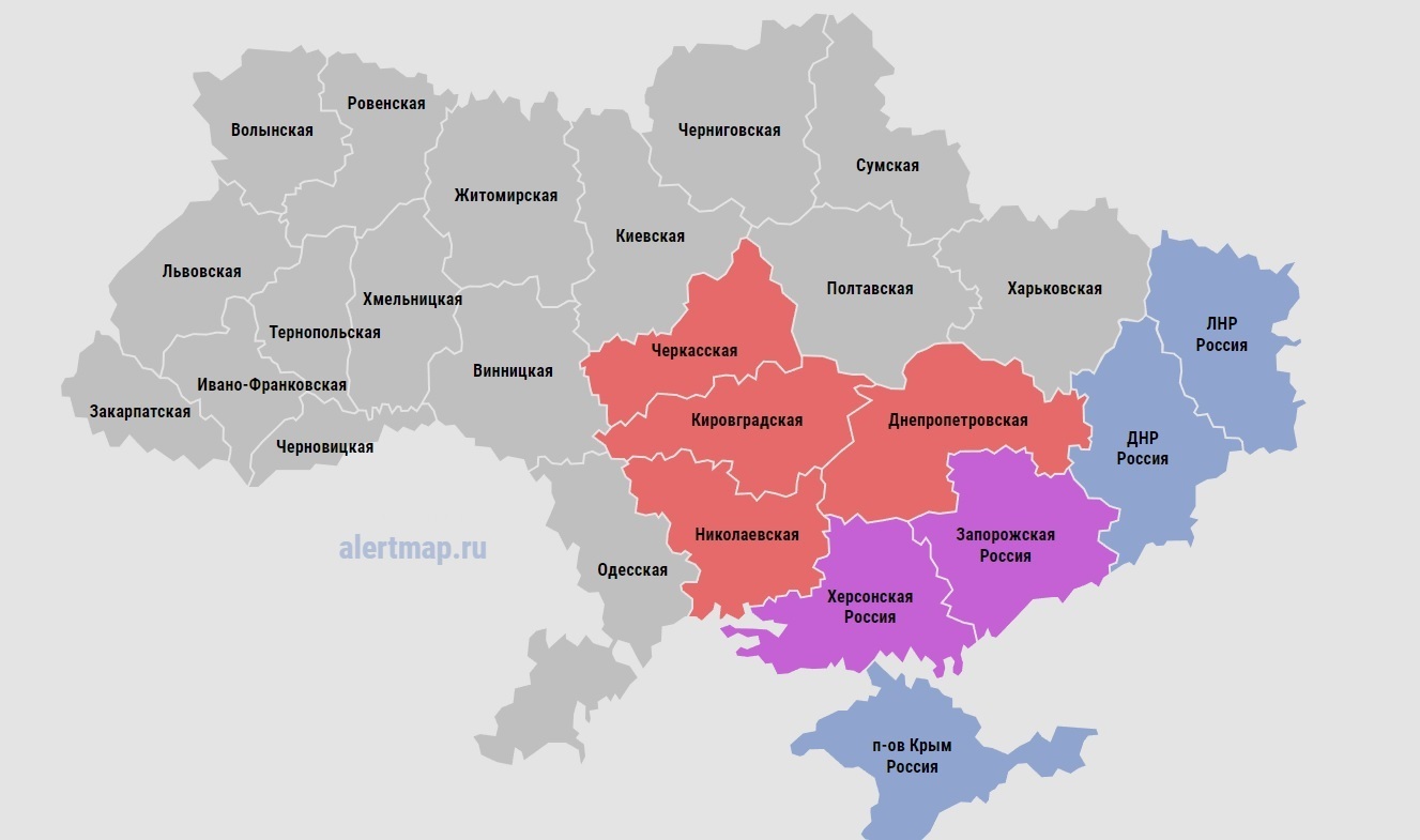 Карта россии украины по областям