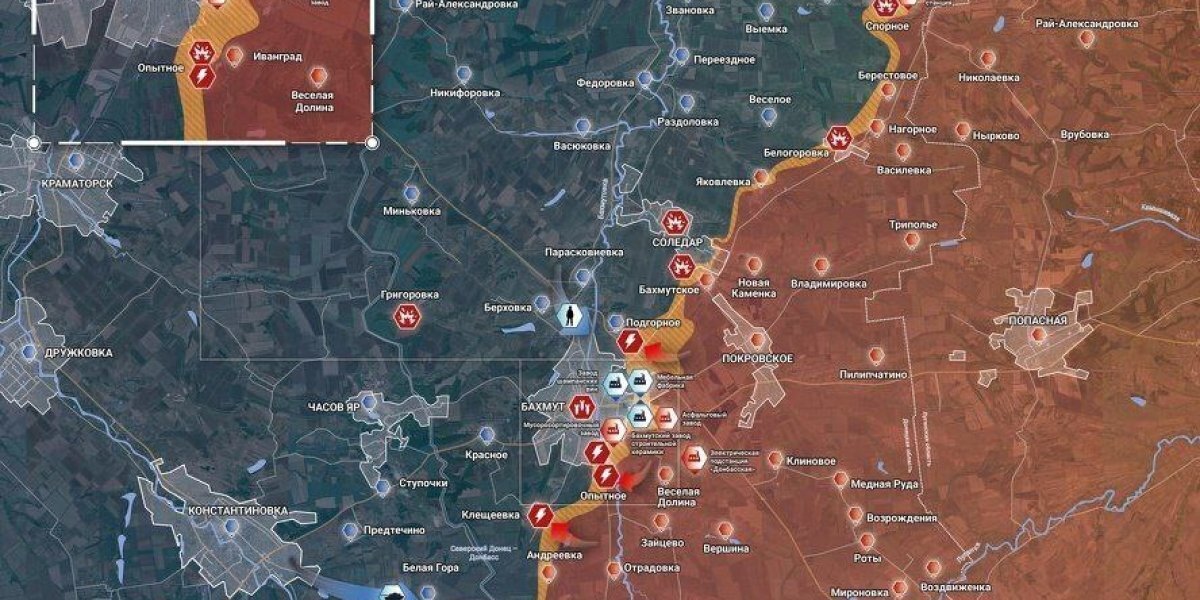 Карта бахмута донецкой области со спутника в реальном времени