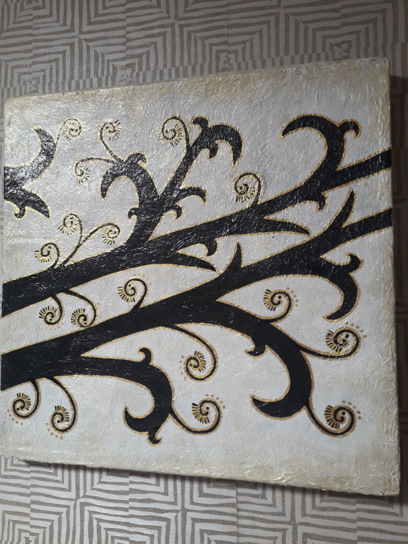 И снова туалетная бумага!.. Модульная картина из... картона и оставшихся от ремонта красок