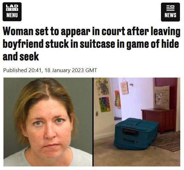 Трагическая игра в прятки: женщина застегнула бойфренда в чемодане, что привело к его смерти