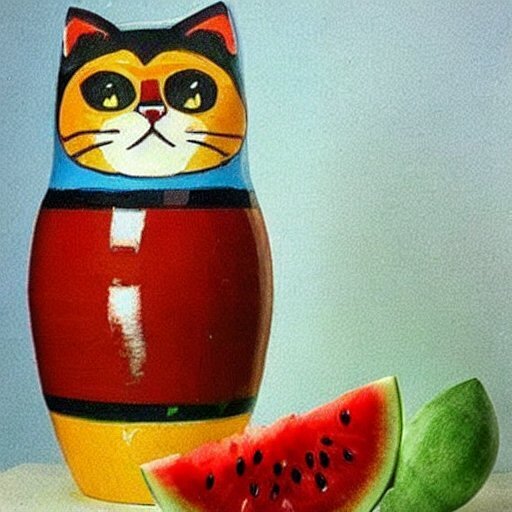 Вот и я зависла в нейросети, или скрещиваем кота, арбуз и матрёшку