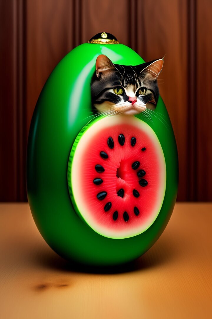 Вот и я зависла в нейросети, или скрещиваем кота, арбуз и матрёшку