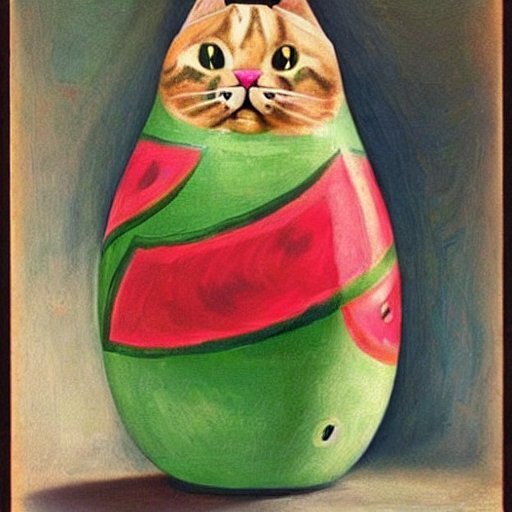 Вот и я зависла в нейросети, или скрещиваем кота, арбуз и матрёшку