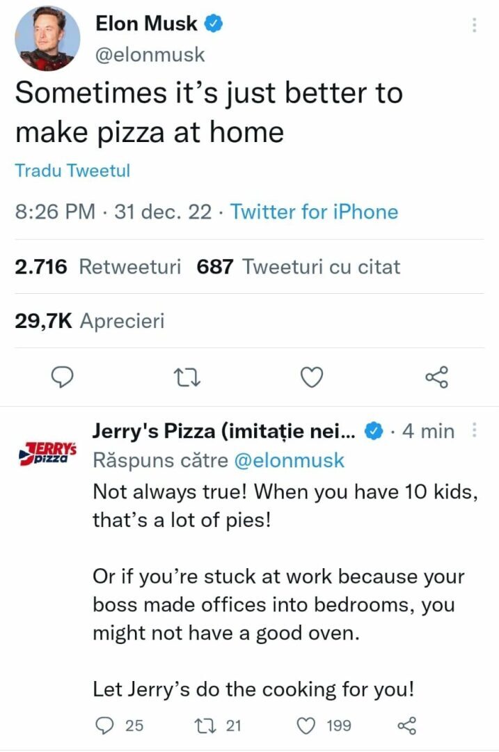 Элон Маск, ирония в адрес Эндрю Тейта: "Пиццу лучше готовить дома"