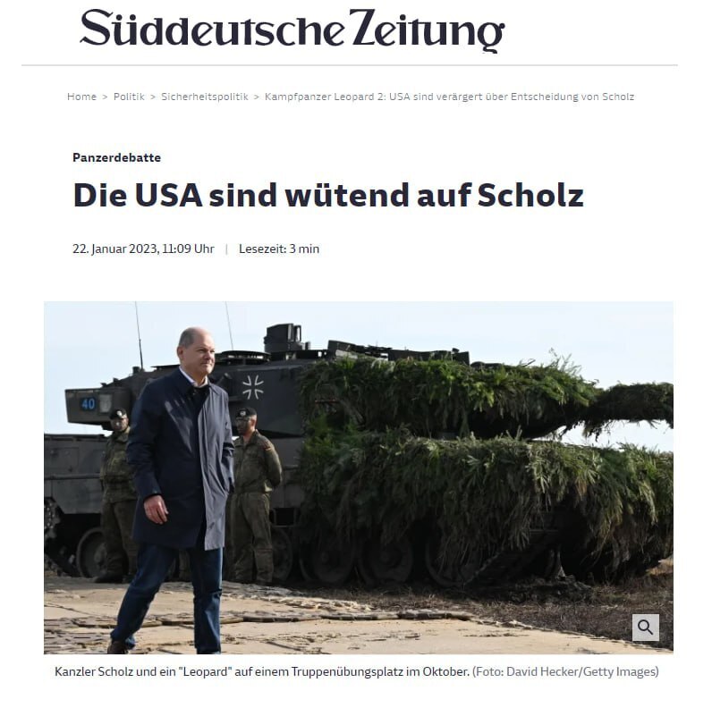Танковые дебаты: США в ярости от решения Шольца.