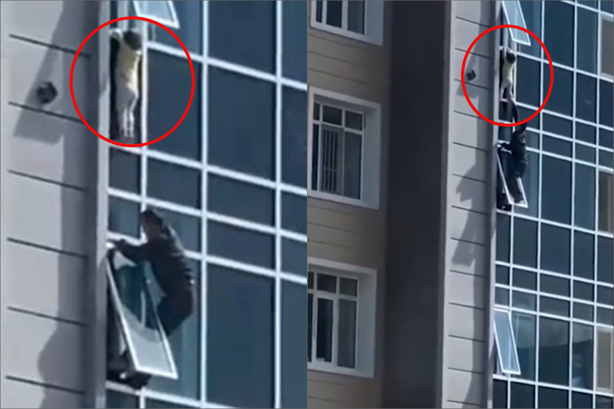 Чуть не выпал. Мужчина спас ребенка выпавшего из окна. Мужчина спас девочку с 8 этажа.