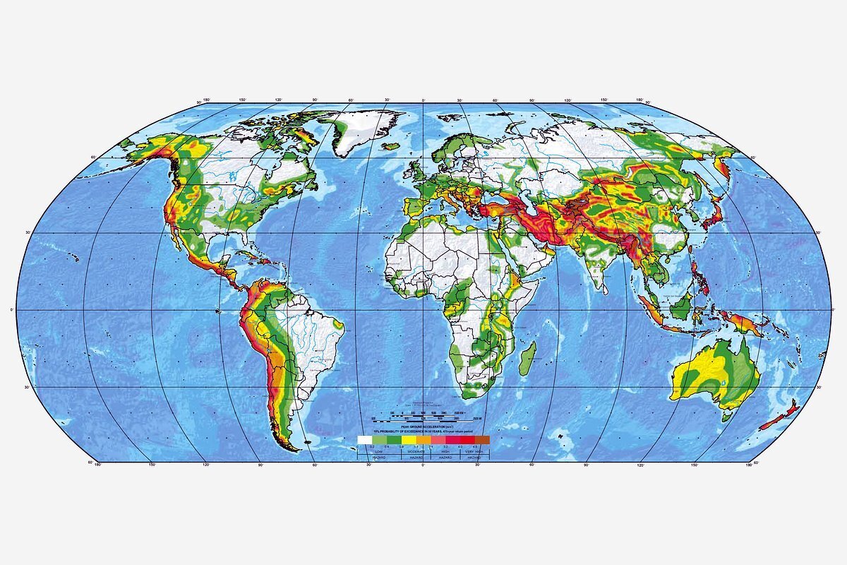 Карта мира с землетрясениями