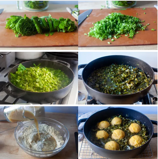 Листовая капуста с кнедликами из кукурузной муки