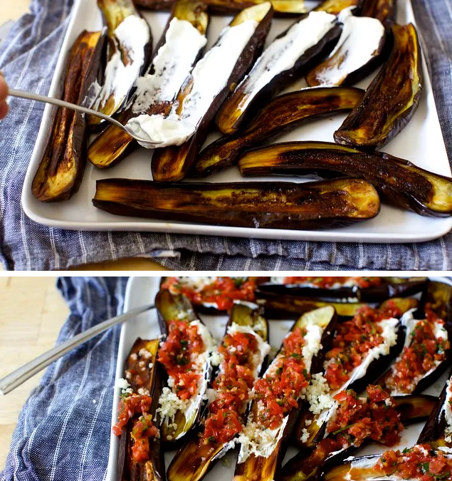 Баклажаны с йогуртом и томатным соусом