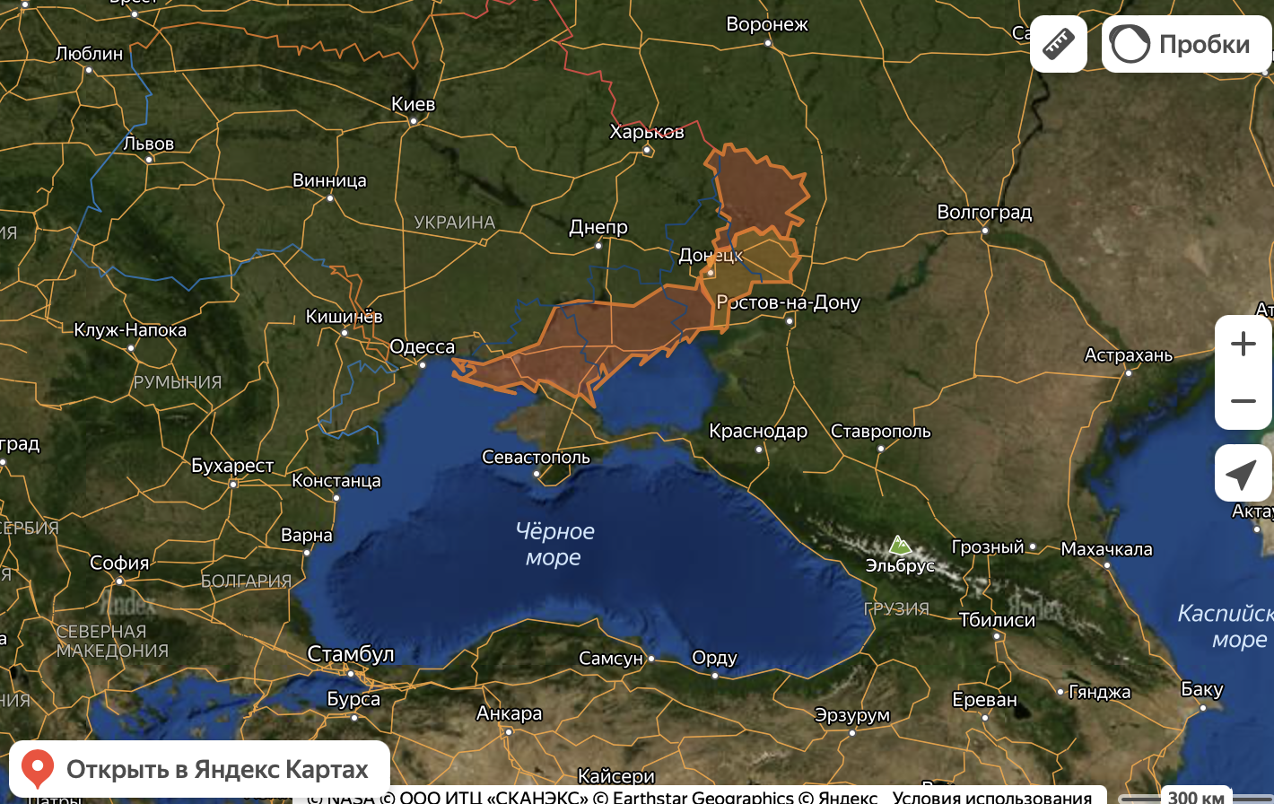 Украины со спутника в реальном