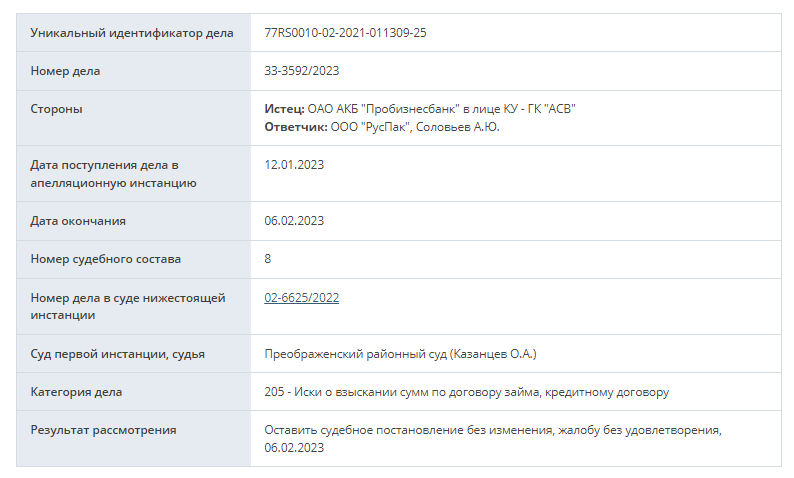 Избавили ООО "РусПак" от 11 500 000 рублей задолженности в судебном процессе, всего за 45 000 рублей.