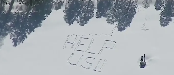 Калифорния пишет "Помогите нам!!" в снегу, поскольку зимний шторм может оставить жителей без света на неделю