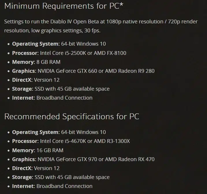 Diablo 4 раскрывает свои конфигурации ПК: ничего особенного 2023