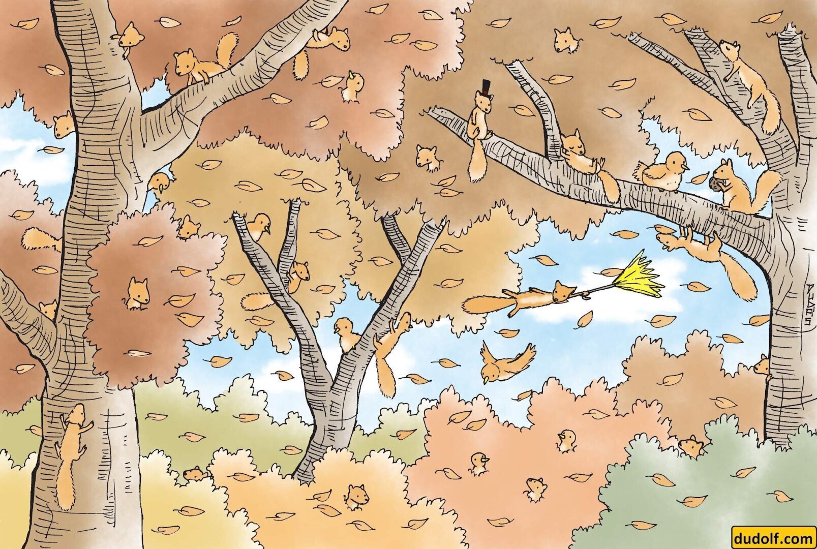 Сколько всего белок на этой картинке? Сосчитать их не просто