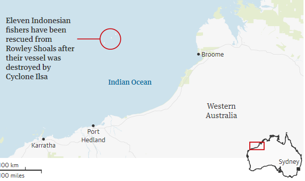 Циклон Ильза: 11 рыбаков, потерпевших кораблекрушение, спасены у побережья Западной Австралии через шесть дней, девять других, как опасаются, погибли