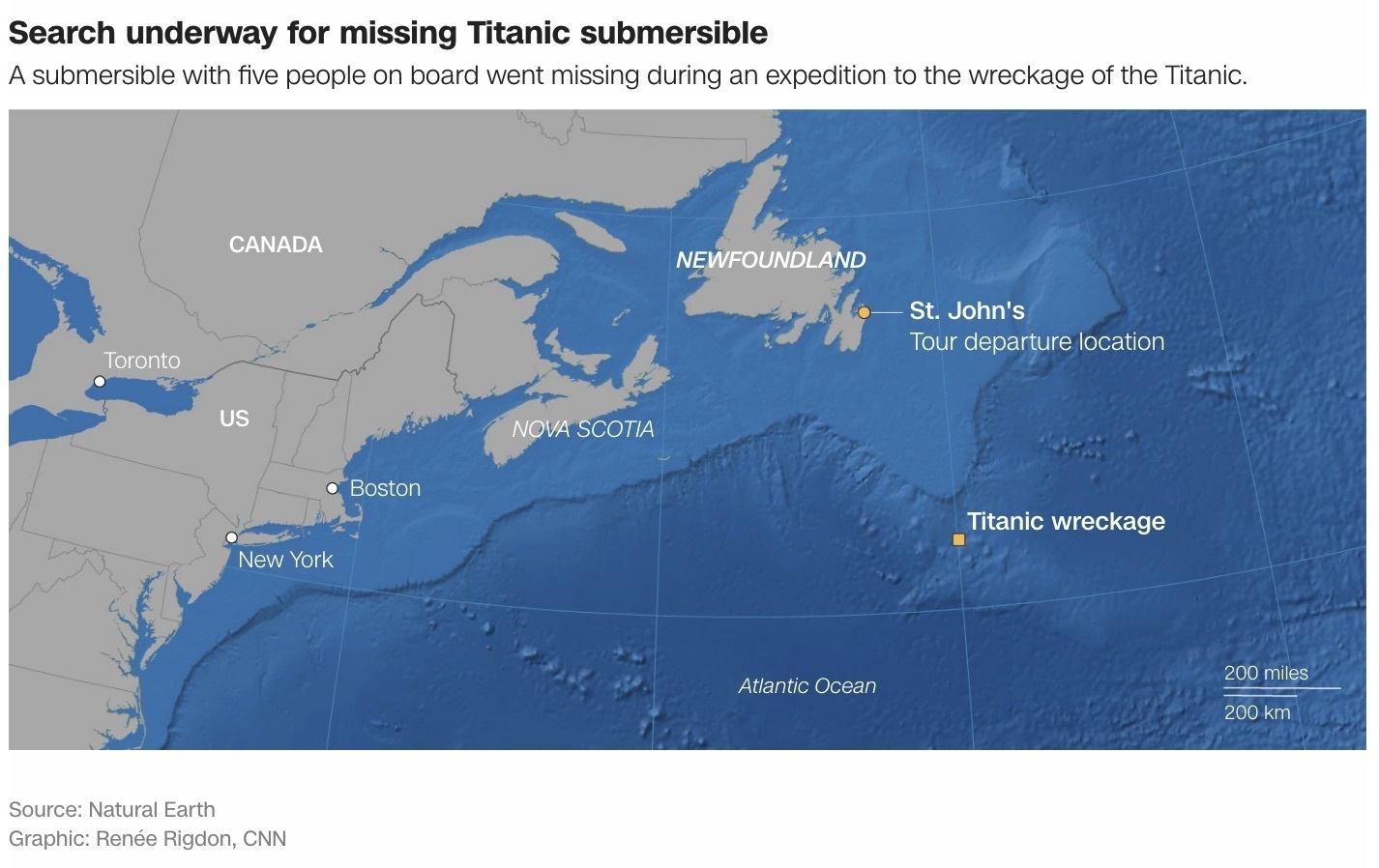 Продолжается поисковая операция пропавшей туристической подлодки "Титаник"