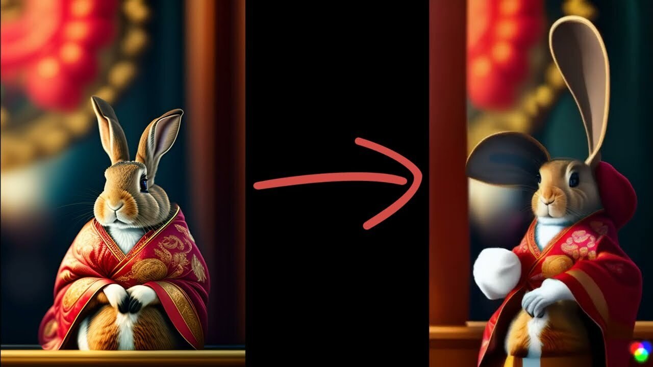 Нейросеть оживляет фото Кролика в китайском пальто