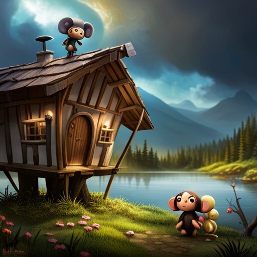 Сказка про Чебурашку и бабу Ягу (сочинение и рисунок - нейросеть )