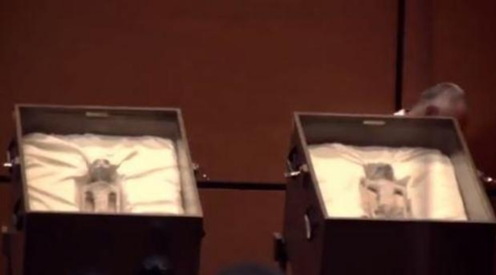 Исследователь показывает тела предполагаемых "нечеловеческих" существ мексиканскому конгрессу на слушаниях по НЛО