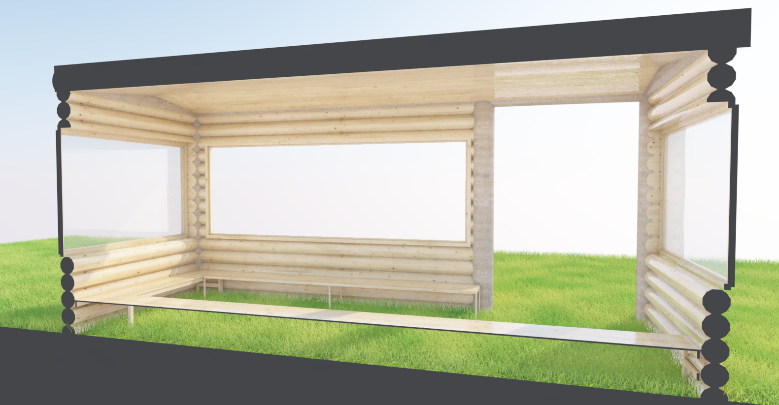 Я смоделировал такую автобусную остановку