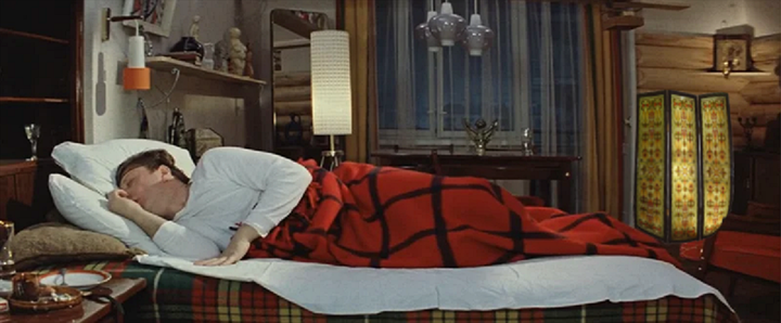 В кадре из легендарной кинокомедии Леонида Гайдая "Бриллиантовая рука" за ширмой спрятан предмет. Что от Вас скрыто?