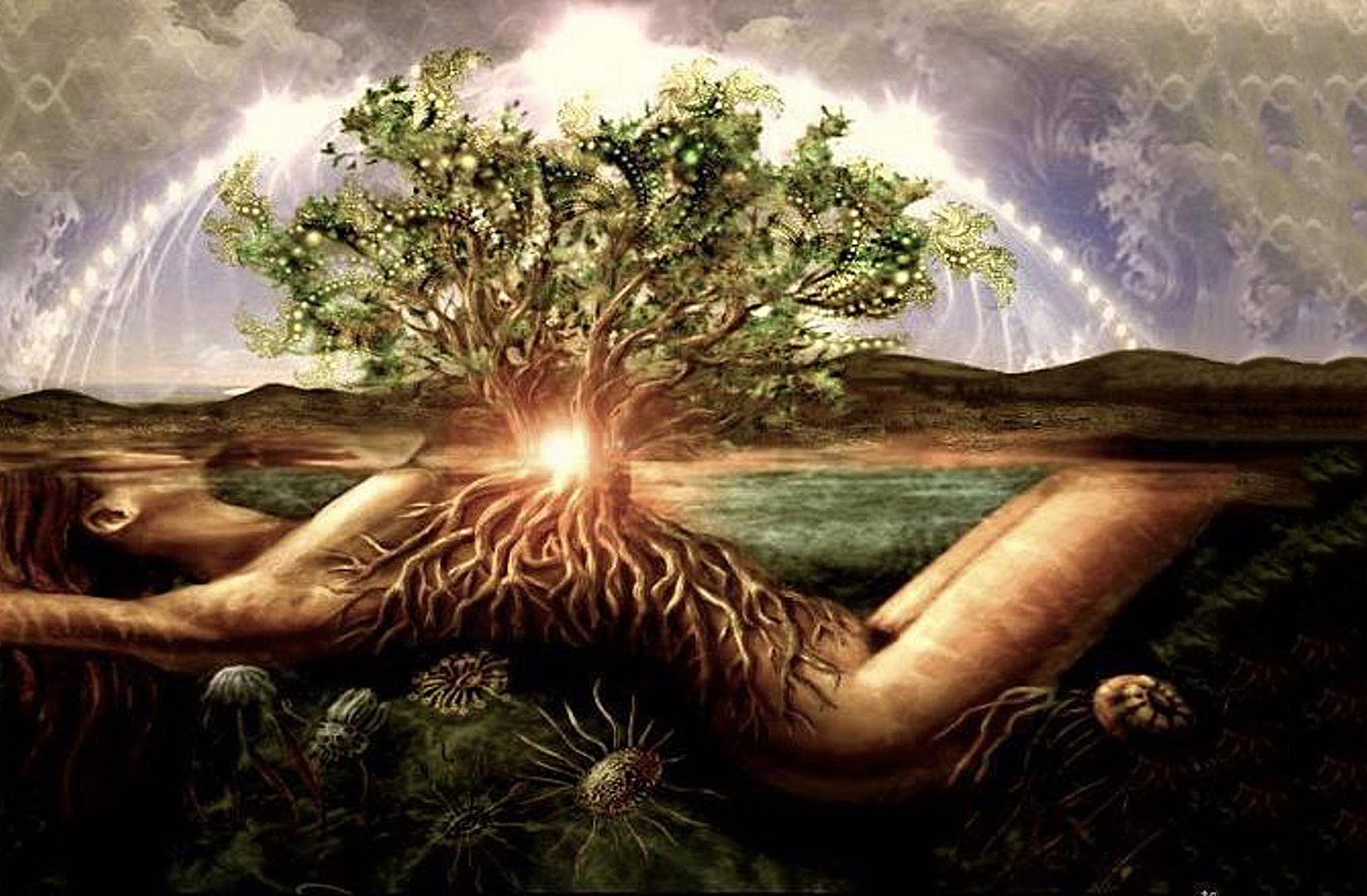 Кармический хвост одинокий. Богиня Гайя мать земля. Магическое дерево. О природе богов. Изобилие природы.