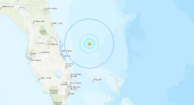 У восточного побережья Флориды зафиксировано редкое землетрясение магнитудой 4,0, сообщает Геологическая служба США.