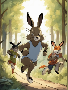 Заяц , который очень любил бегать и прыгать.