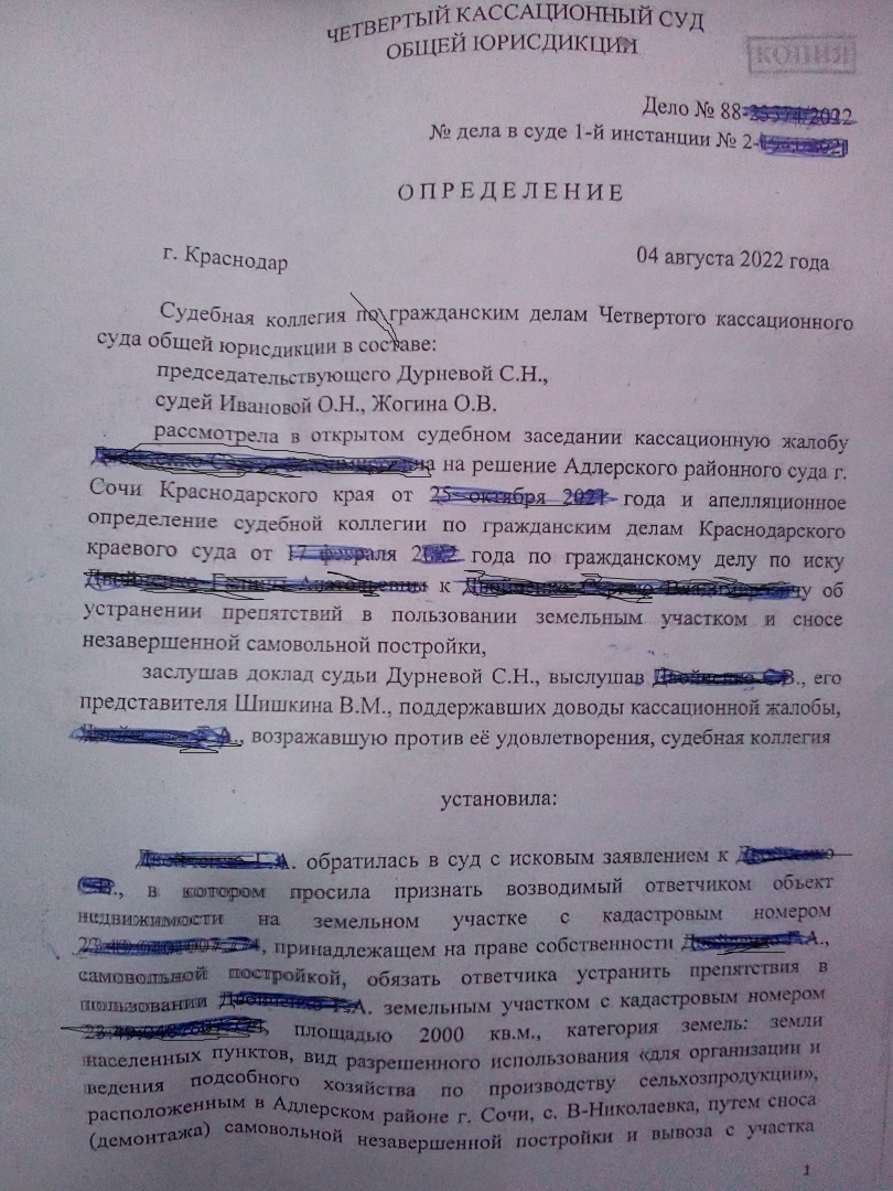 Бывшая супруга клиента хотела снести постройку, признав её самовольной. Но ей это не удалось благодаря кассации