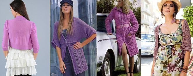 Лиловый кардиган. С чем носить?