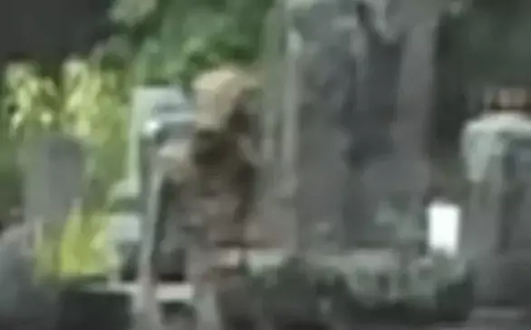 Инопланетянин попал на видео на кладбище