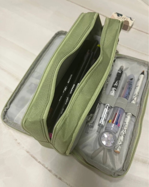 Пенал школьный с 3 отделениями, текстильный