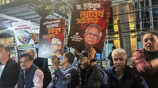 Граждане Бангладеш протестуют против Мухаммеда Юнуса в США из-за нападений на индуистов