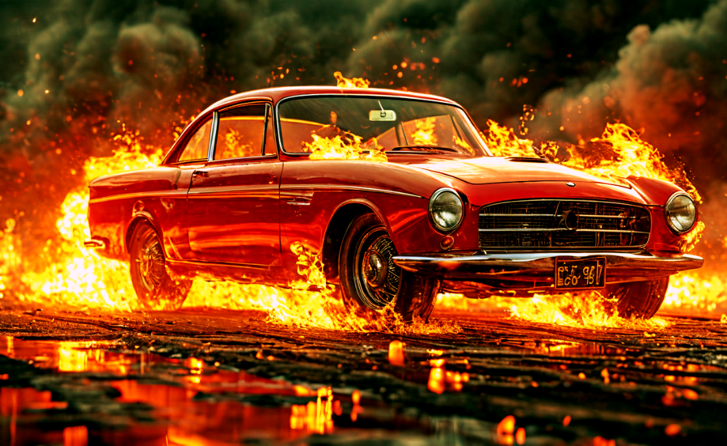 Загорелась машина