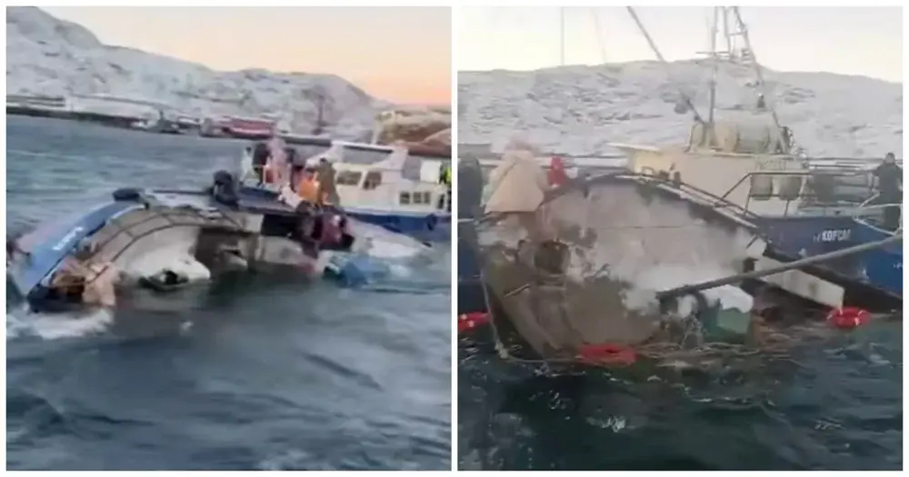 Прогулочное судно с пассажирами перевернулось в Баренцевом море.