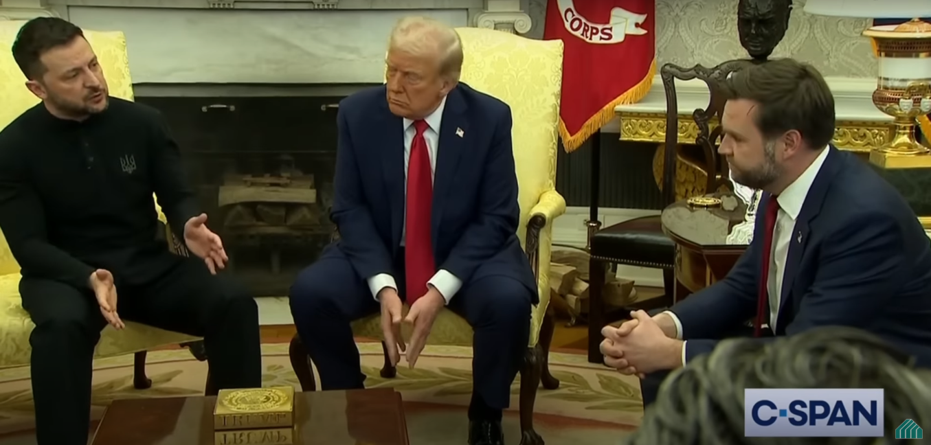 Возня вокруг шкуры неубитого медведя обрушила престиж США: гражданин Украины Зеленский публично дерзил и перечил президенту США Трампу в его кабинете