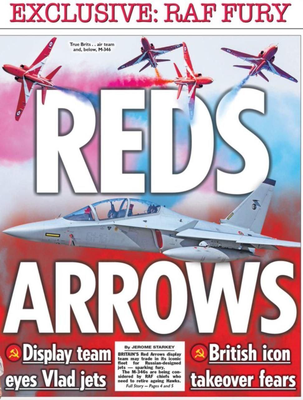 Скандал года в британских ВВС: Red Arrows — красные, как рожа джентльмена, понявшего, что его самолет имеет «русскую душу»