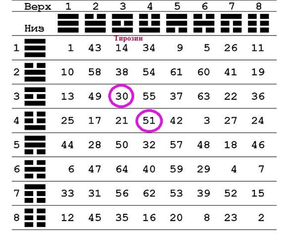 20 аминокислот в таблице И-Цзин