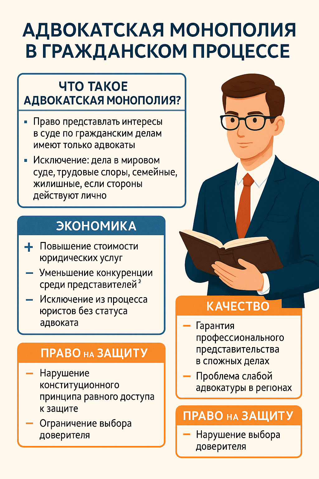 Адвокатская монополия в гражданском процессе: экономика, качество и право на защиту