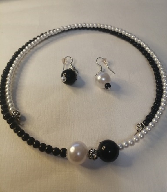 🟩Чокер. Авангардно-элегантный комплект "Принцип "Домино". Черно-белое мемори